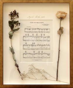Custom Framing_Bergen County_New Jersey_Shadowbox_dried flowers_sheetmusic_wedding song_music_paper anniversary_Westwood Gallery